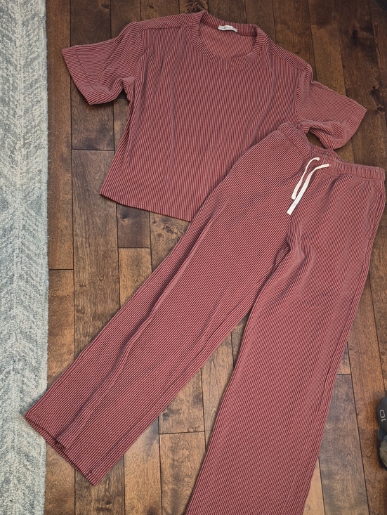 Zenana Outfitters Pants - Zenana Outfitters Ribbed Two-Piece Set - Dusty Rose